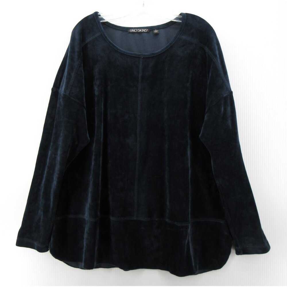Sno Skins Top XL Velour Plush Blouse Pullover Cozy Oversized USA